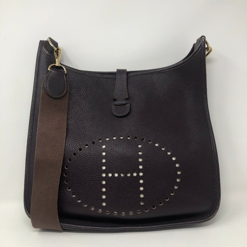 HERMES Vintage Evelyne E Square Purple Cross Body